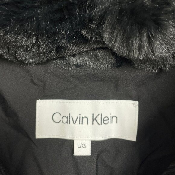 NEW Calvin Klein Women's L Black Puffer Coat With Hood Full Zip - Picture 9 of 16